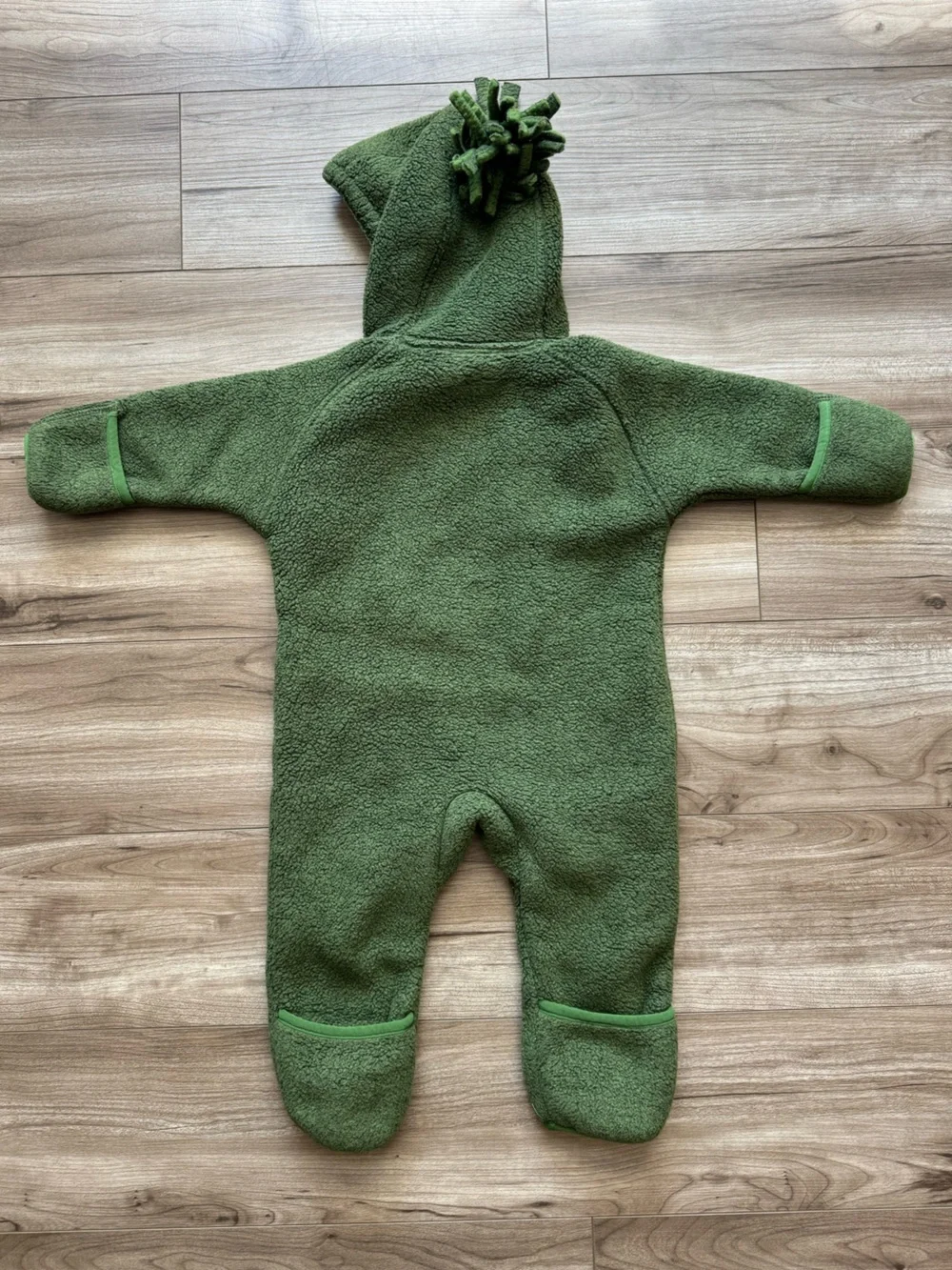 REI baby infant double zip bunting fleece snow suit moss green size 6 months